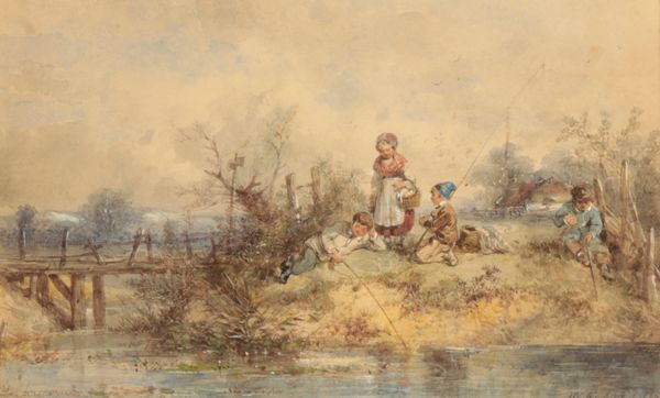 JOHAN MARI TEN KATE (1831-1910) 'Children Fishing'