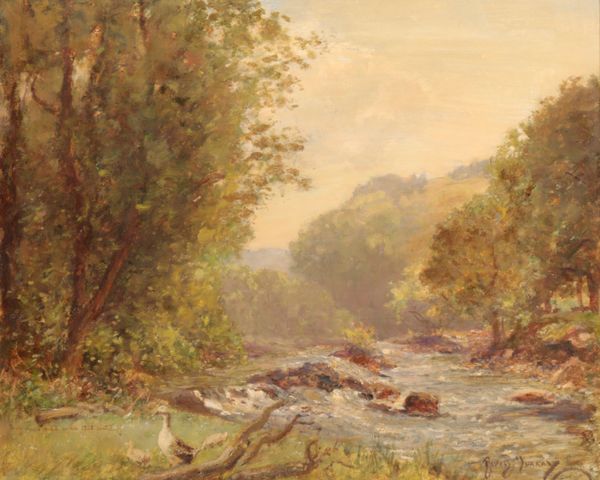 SIR DAVID MURRAY (1849-1933) River landscape with ducks to the foreground