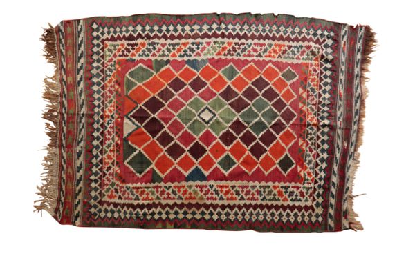 A SOUTH AMERICAN STYLE FLAT WEAVE RUG,