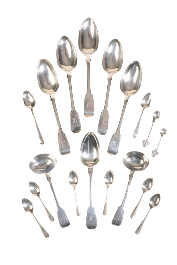 A COLLECTION OF VARIOUS SILVER SPOONS,