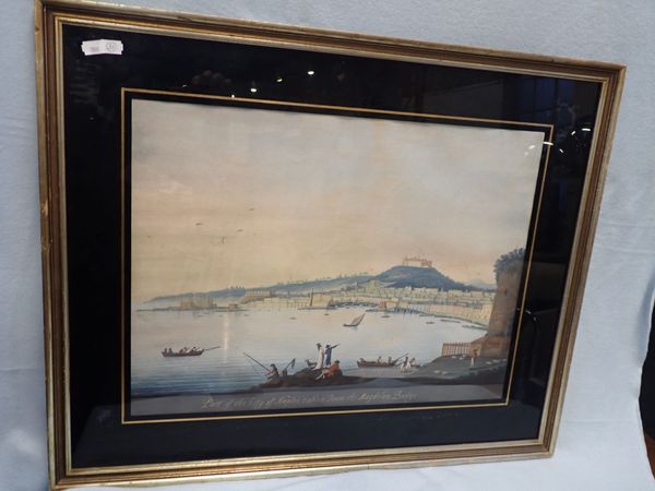 NEAPOLITAN SCHOOL, 19TH CENTURY: 'PART OF THE CITY OF NAPLES, TAKEN FROM THe MAGDALEN BRIDGE', GOUACHE