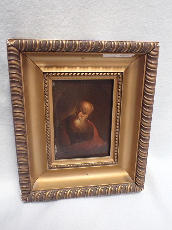 ITALIAN SCHOOL, 18TH/19TH CENTURY: A SMALL OIL ON PANEL PAINTING OF A BEARDED MAN,