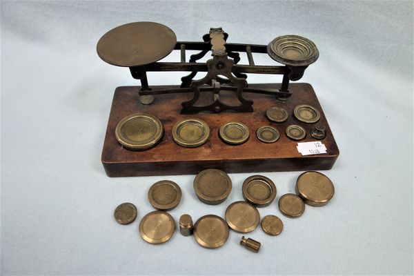 A SET OF VICTORIAN BRASS POSTAL SCALES