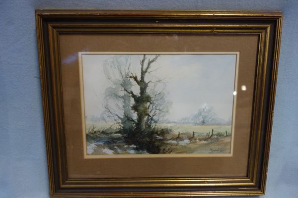 ELIZABETH COPE; WATERCOLOUR OF A WINTER SCENE