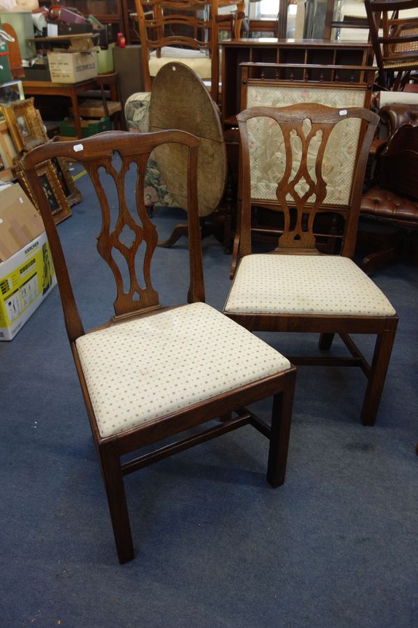 A PAIR OF GEORGE II OAK DINING CHAIRS