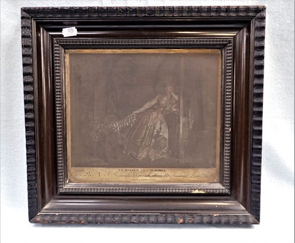 'LE BAISER A LA DEROBEE', ENGRAVING ON METAL PLATE (POSITIVE)