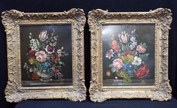 A PAIR OF DUTCH STYLE FLORAL PAINTINGS AFTER PAUL WASSEL