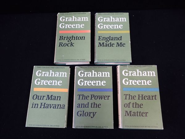 GRAHAM GREENE: THE COLLECTED EDITION, VOLS 1,3,4,5 & 6; 'BRIGHTON ROCK' BEING SIGNED BY THE AUTHOR
