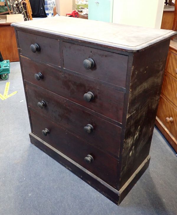 A VICTORIAN STAINED PINE CHEST OF DRAWERS