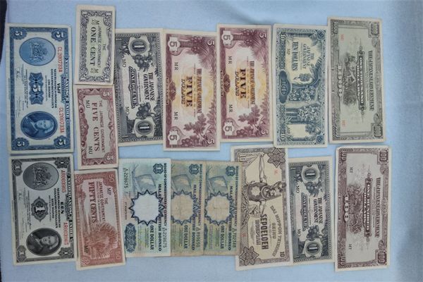 A COLLECTION OF JAPANESE OCCUPATION  BANK NOTES FROM MALAYA