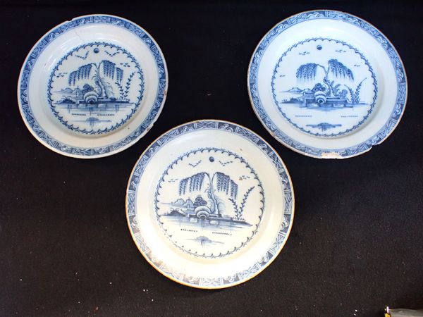 THREE DELFTWARE PLATES