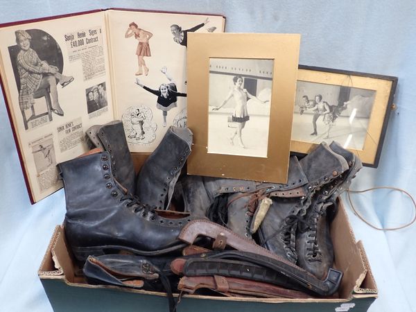 A COLLECTION OF VINTAGE ICE SKATES