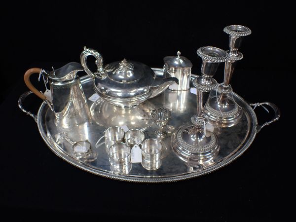 A GEORGE III 'SHEFFIELD PLATE' OVAL TRAY