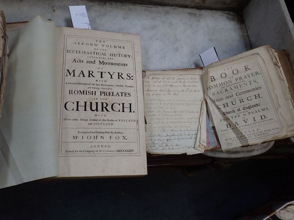 FOX'S BOOK OF MARTYRS, 1684 (VOL II) ,A LATER EDITION OF HIS MEMOIRS, AND  A 1745 THOS. BASKETT BIBLE