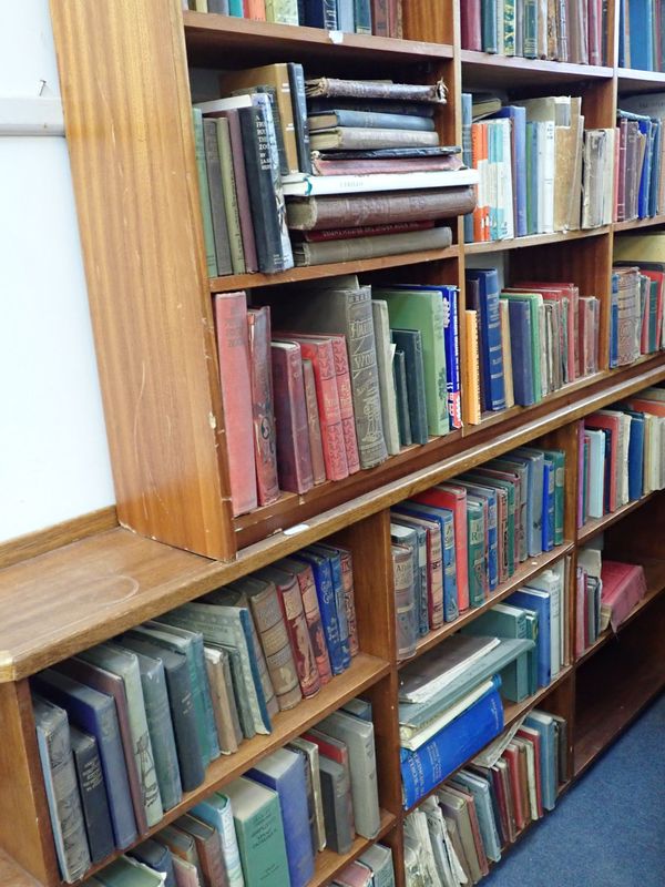 A COLLECTION OF BOOKS, INCLUDING VICTORIAN BOOKS WITH DECORATIVE CLOTH BINDINGS