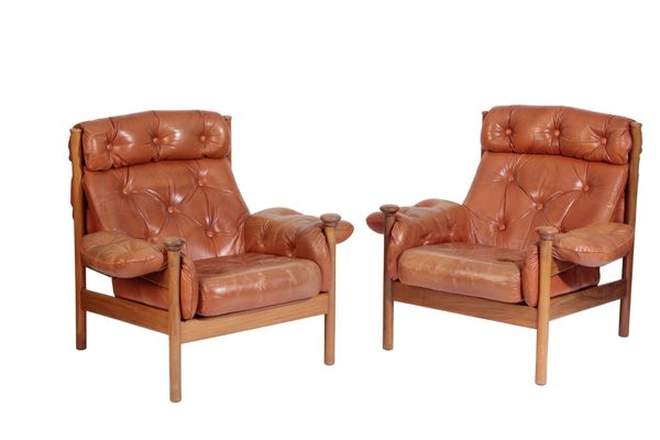 GUY ROGERS: A 'SANTA FE' THREE SEATER SOFA AND PAIR OF ARMCHAIRS