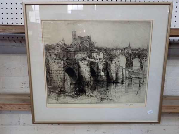 HEDLEY FITTON 1859-1929: 'PONT ST. ETIENNE', ETCHING