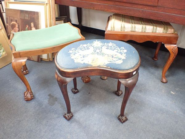 A GEORGE III STYLE KIDNEY SHAPED STOOL