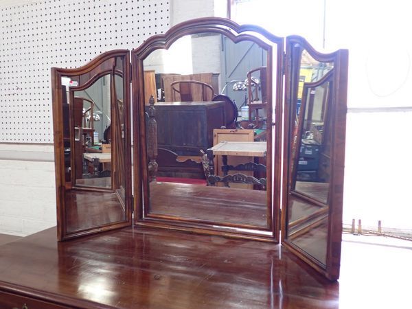 A WALNUT FRAMED TRIPLE DRESSING MIRROR