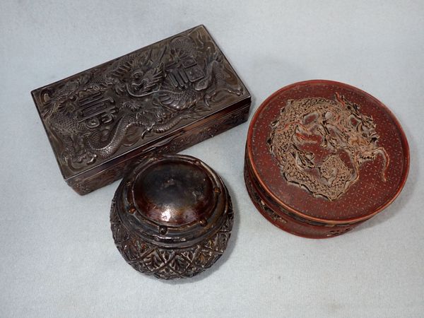 A CHINESE RED LAQUERED BOX