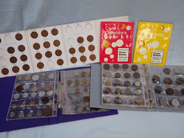 TWO ALBUMS OF MIKED UK AND WORLD COINS