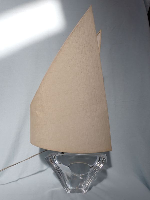 A DAUM GLASS LAMP IN THE FORM OF A STYLISED YACHT