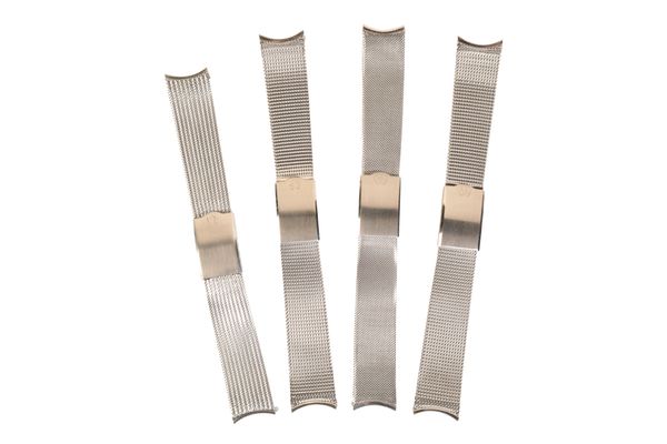 FOUR VARIOUS OMEGA STAINLESS STEEL GENTLEMAN'S  WATCH BRACELETS