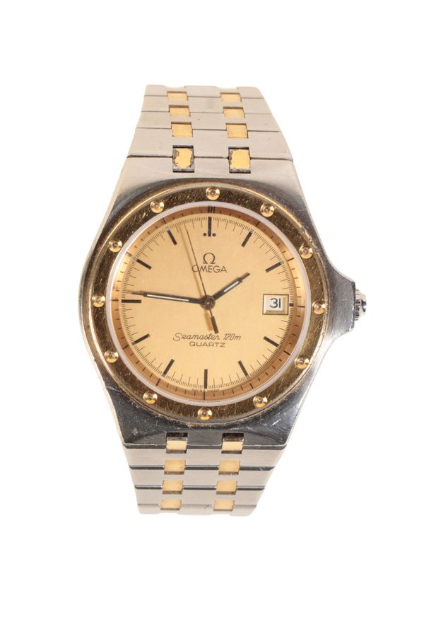 OMEGA SEAMASTER 120M GENTLEMAN'S GOLD PLATED AND STAINLESS STEEL BRACELET WATCH