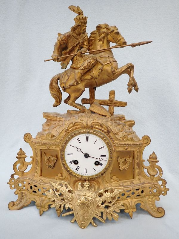A 19TH CENTURY FRENCH SPELTER CLOCK