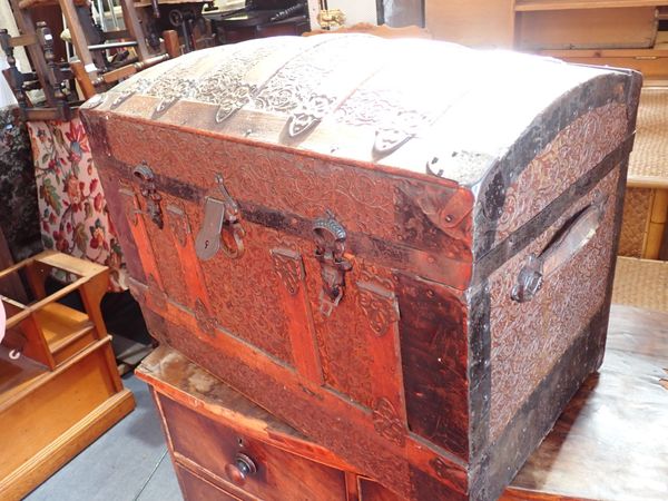 A 19TH CENTURY DOME TOP TRUNK