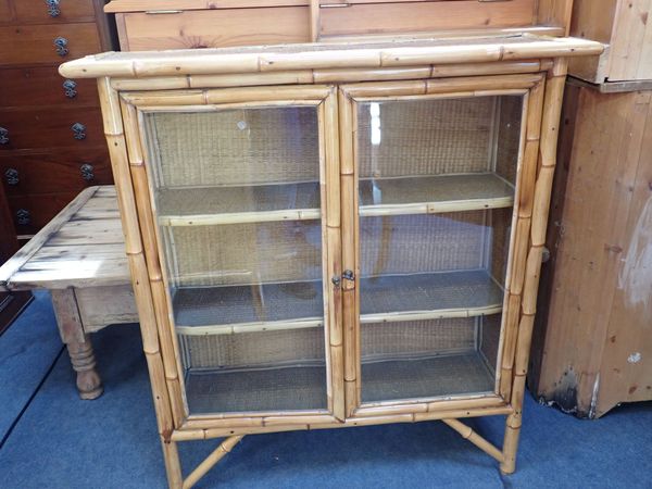 A RESTORED VICTORIAN BAMBOO GLAZED DISPLAY CABINET