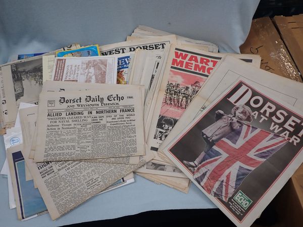 LOCAL WEYMOUTH/DORCHESTER AND PORTLAND INTEREST; A COLLECTION OF FACSIMILIE WORLD WAR II NEWSPAPERS