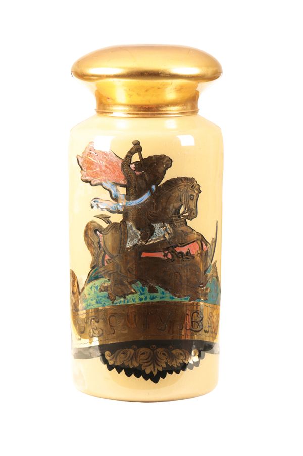 A LARGE REVERSE DECORATED PHARMACY JAR