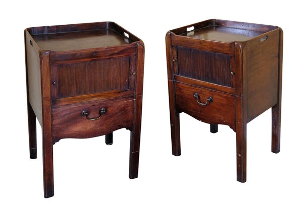 A PAIR OF GEORGE III MAHOGANY NIGHT COMMODES, CIRCA 1760