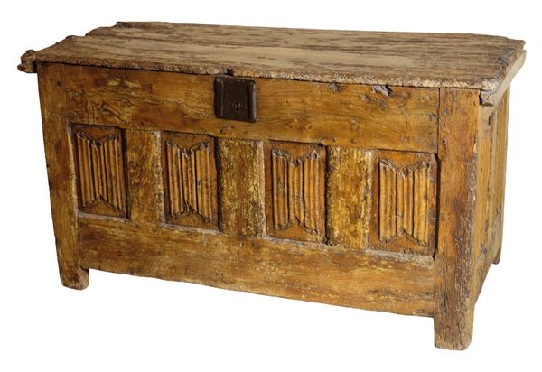 AN OAK COFFER,