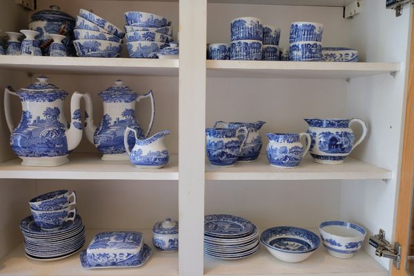 A COLLECTION OF COPELAND SPODE "ITALIAN" BLUE AND WHITE BREAKFAST WARES