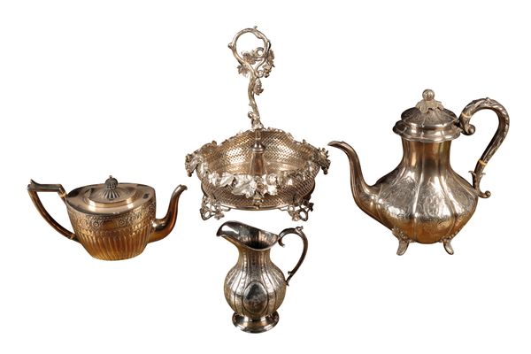 A WILLIAM IV SILVER PLATE BALUSTER COFFEE POT