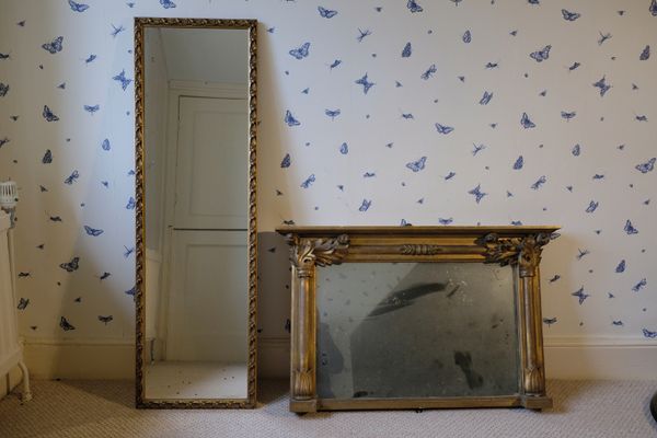 A VICTORIAN GILTWOOD OVERMANTEL MIRROR,