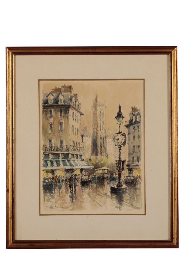 *STEPHANE WROBEL (1927-2007) A Parisian street scene with figures