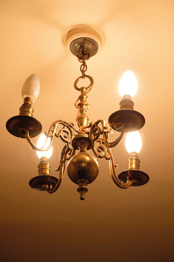 A PAIR OF 17TH CENTURY STYLE BRASS CHANDELIERS