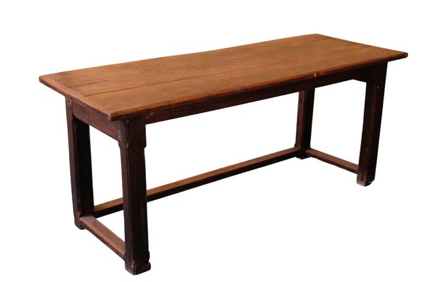 A FRUITWOOD FARMHOUSE REFECTORY TABLE