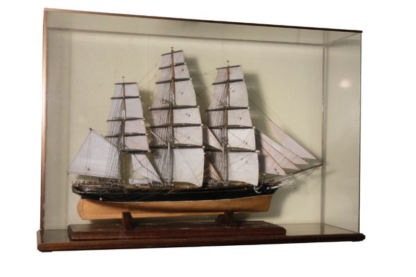 'FOLK ART' A PRIMITAVE MODEL OF A THREE MASTED SAILING BARQUE