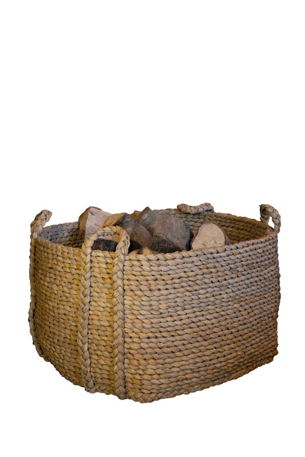 A PAIR OF COUNTRY HOUSE RUSH LOG BASKETS