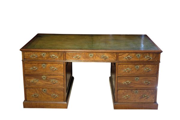 A GEORGE III MAHOGANY PARTNER'S DESK,