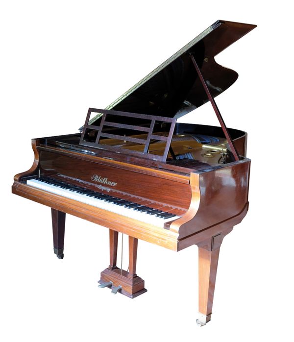 A BLUTHNER MAHOGANY CASED BOUDOIR GRAND PIANOFORTE