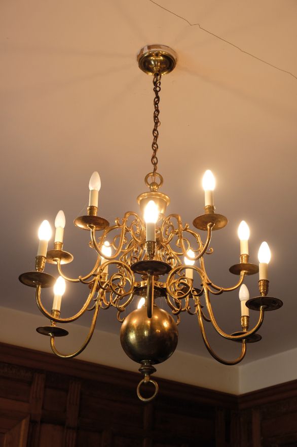 A DUTCH STYLE BRASS CHANDELIER