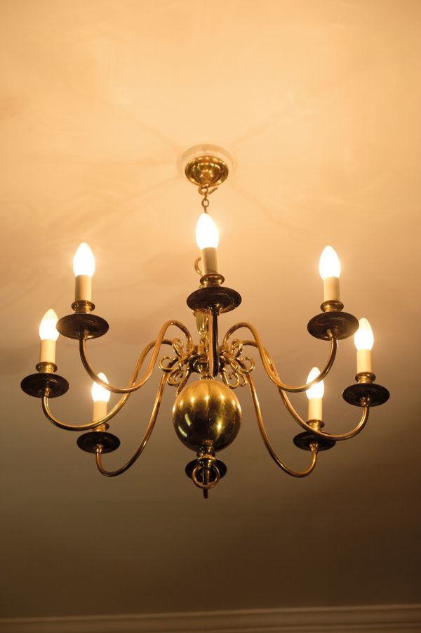 A DUTCH STYLE BRASS CHANDELIER