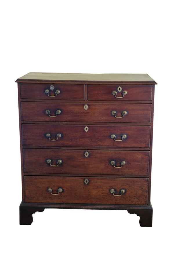 A MAHOGANY TALL CHEST OF DRAWERS,