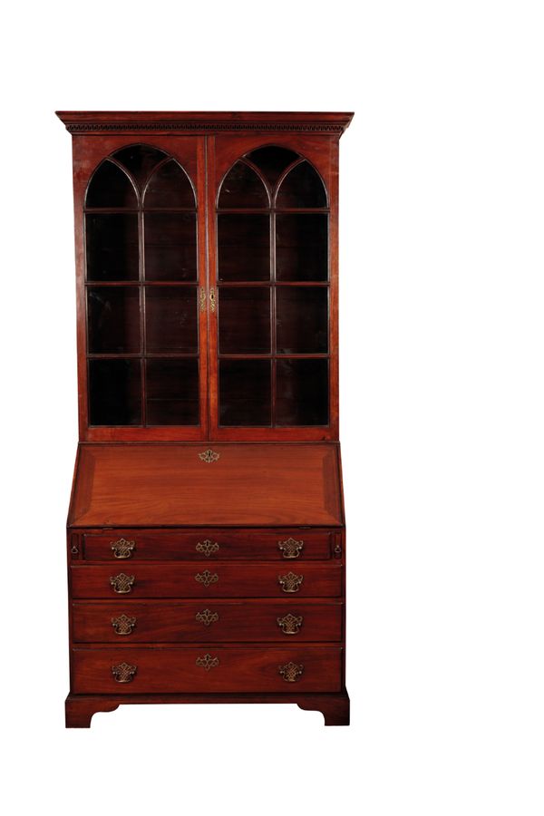 AN ANGLO INDIAN TEAK BUREAU BOOKCASE, CIRCA 1800