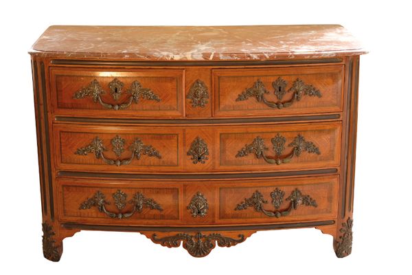 A LOUIS XV WALNUT BOWFRONT COMMODE,